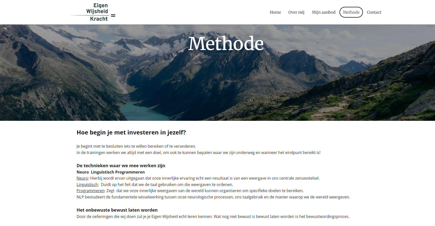 Overzicht nieuwe website