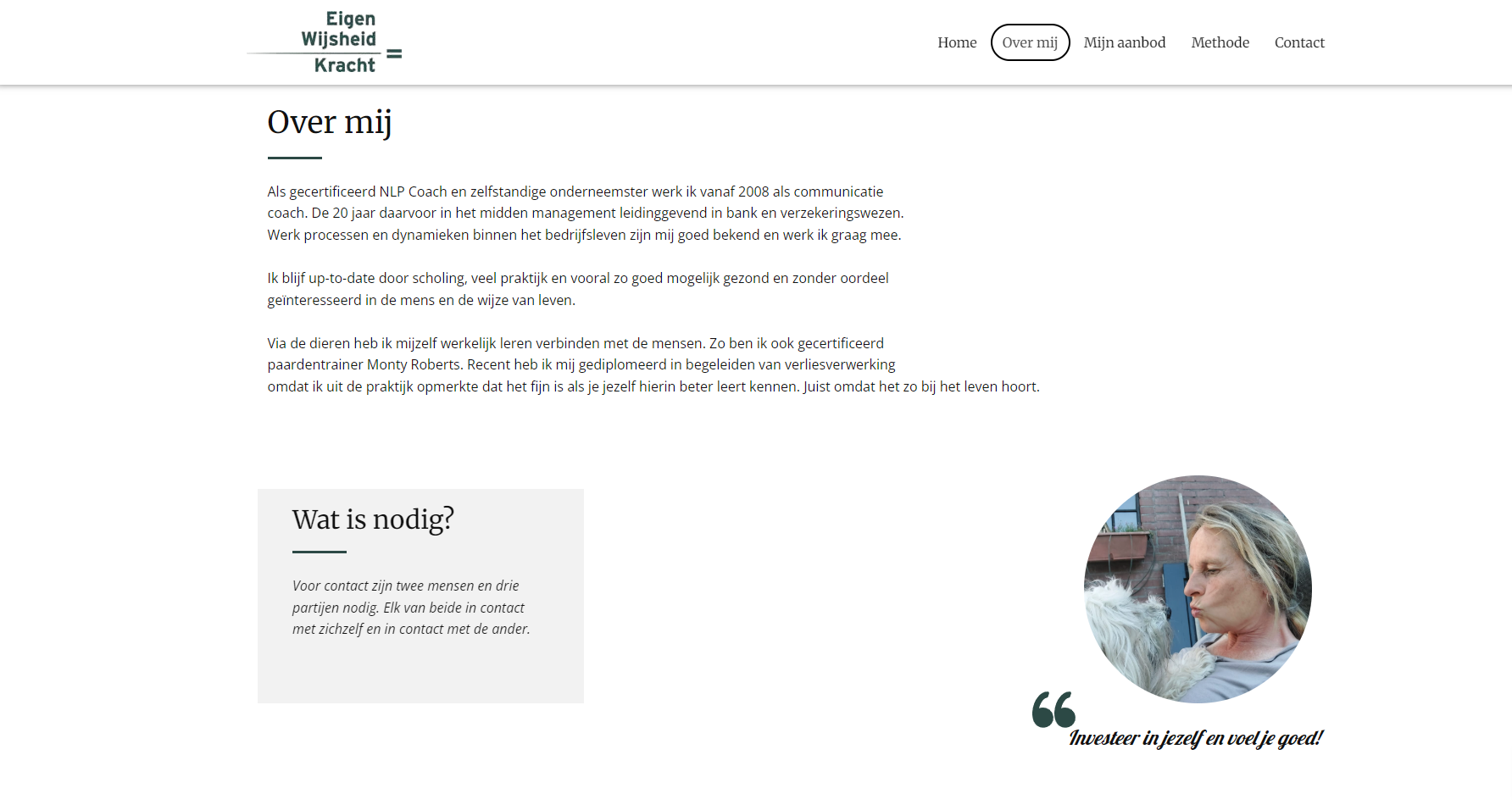 Subpagina van de website
